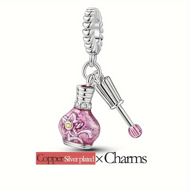 Copper Silver-Plated Nail Polish Bottle Pendant Charm
